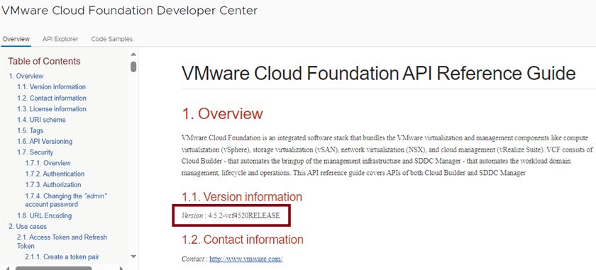 VMware Cloud Foundation API Reference Guide
